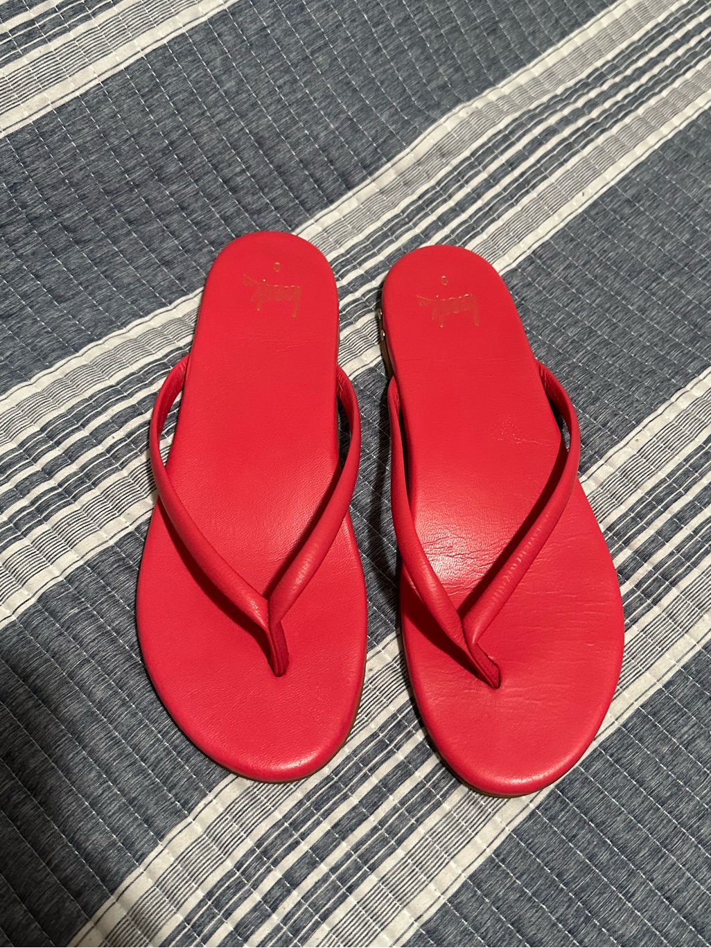 Pink Leather Flip Flop Sandals - Women